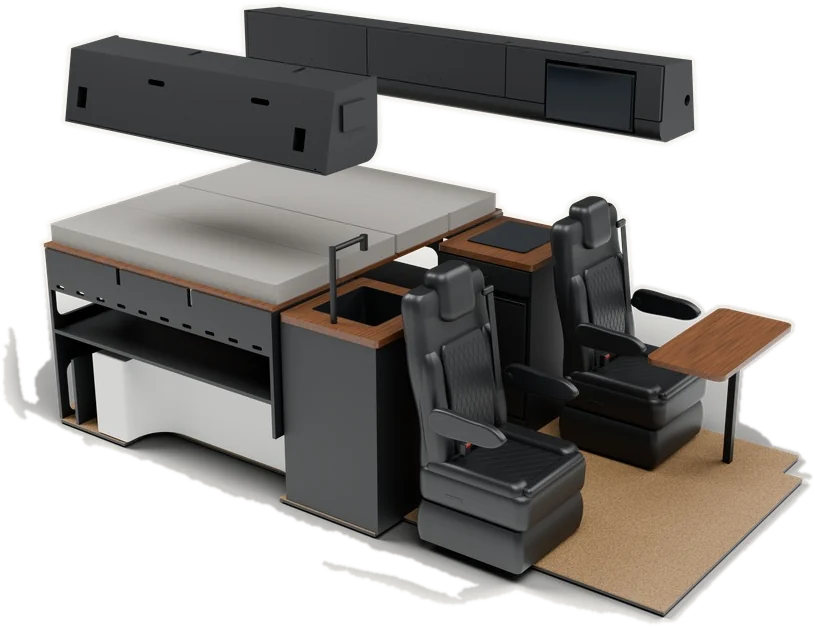 The Captain's Quarters layout, interior render
