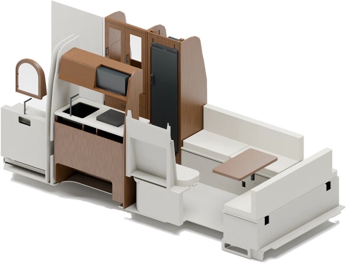 The Concrete Oasis layout, interior render